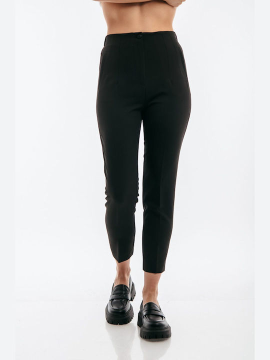 Freestyle Γυναικείο Ψηλόμεσο Υφασμάτινο Παντελόνι με Λάστιχο σε Κανονική Εφαρμογή Μαύρο