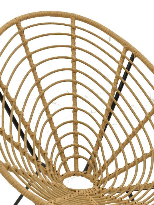 Πολυθρόνα Εξωτερικού Χώρου Rattan Naoki Φυσικό-μέταλλο Μαύρο 78x74x84εκ.