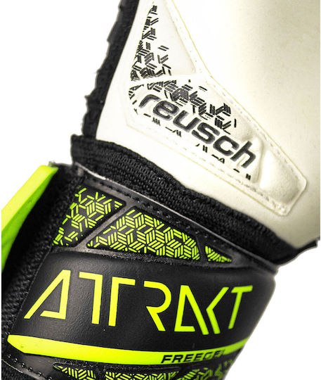 Reusch Attrakt Freegel Gold Finger Support Kids Goalkeeper Gloves Black