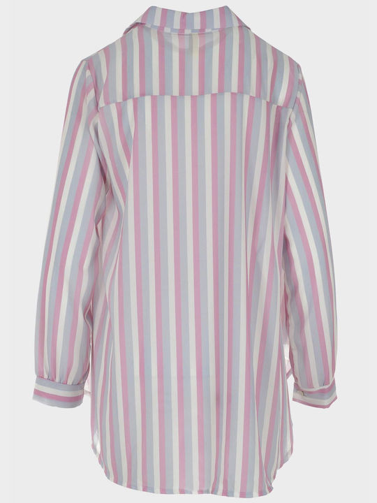 G Secret Women's Striped Long Sleeve Shirt Pink