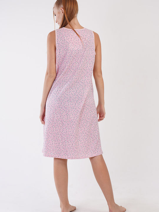 Vienetta Secret Summer Cotton Women's Nightdress Pink