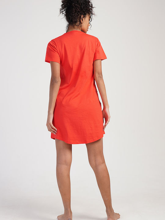 Vienetta Secret Women's Summer Cotton Nightgown Red
