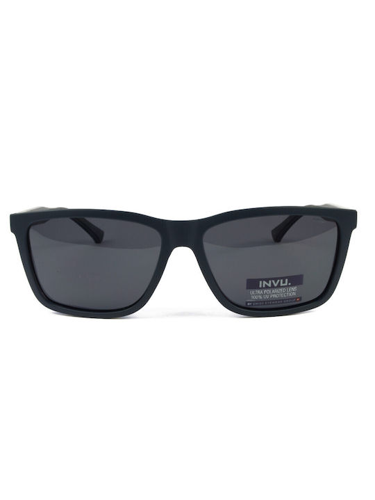 Invu Men's Sunglasses with Black Plastic Frame and Black Lens IB22463C