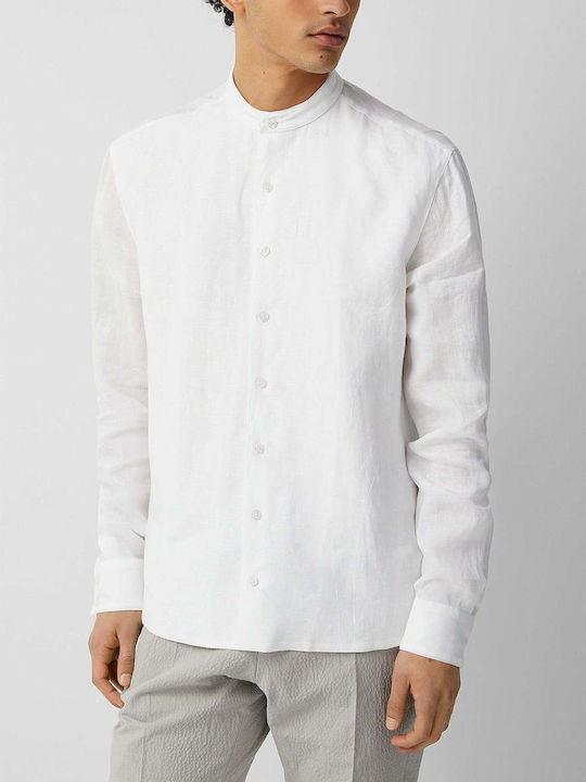 JJELINEN Long Sleeve Linen Shirt in Slim Fit White