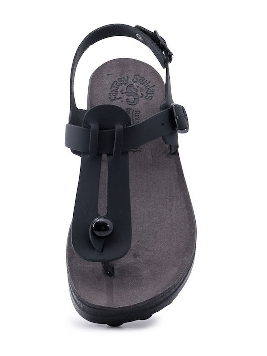 Marlena Fantasy Leather Women's Flat Sandals Anatomic Black