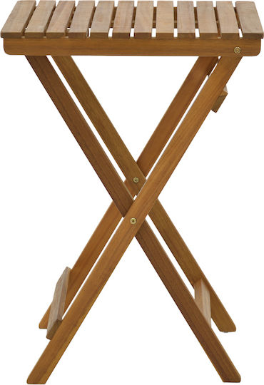 Auxiliary Table for Small Outdoor Spaces Made of Acacia Foldable Lazio Natural Acacia Wood 50x50x70cm