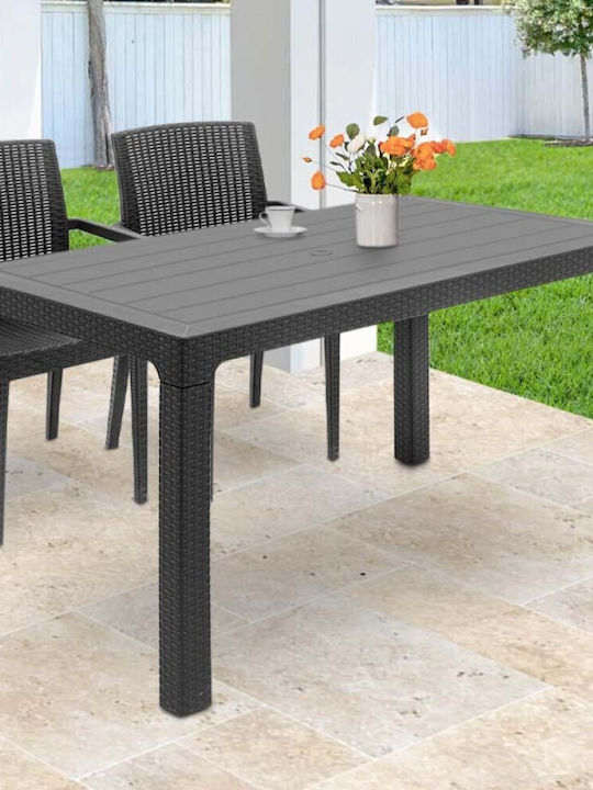 Adler Outdoor Dinner Polypropylene Table Charcoal 140x80x75cm