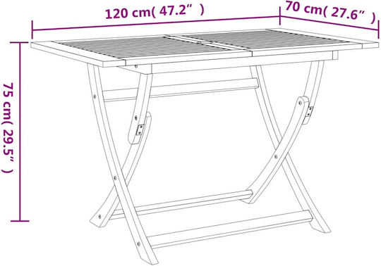 Маса Сгъваема Acacia 120x70x75бр