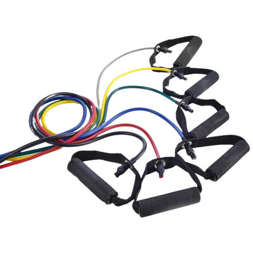 MSD Band Fitness Tube 4X Hart Widerstandsbänder Gymtube Sehr schwer mit Griffen Silber 1.2m