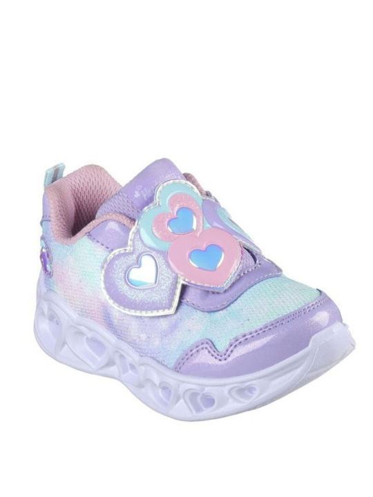 Skechers Παιδικά Sneakers Lighted Heart Top Strap με Σκρατς & Φωτάκια Μπλε