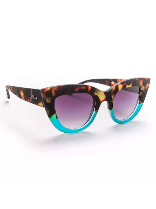 Okkia Claudia Woman Sunglasses with Brown Tartaruga Horn-Rimmed Frame and Black Gradient Lens OK013HB