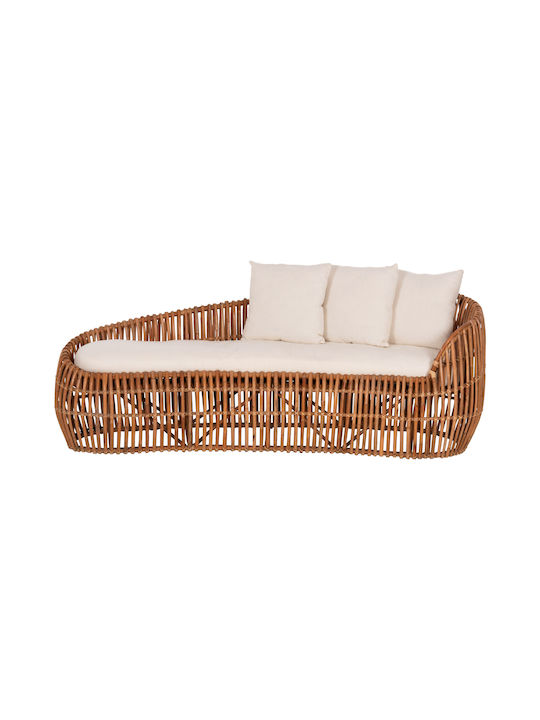Διθέσιος Καναπές Εξωτερικού Χώρου Rattan με Μαξιλάρια 215x60x78cm