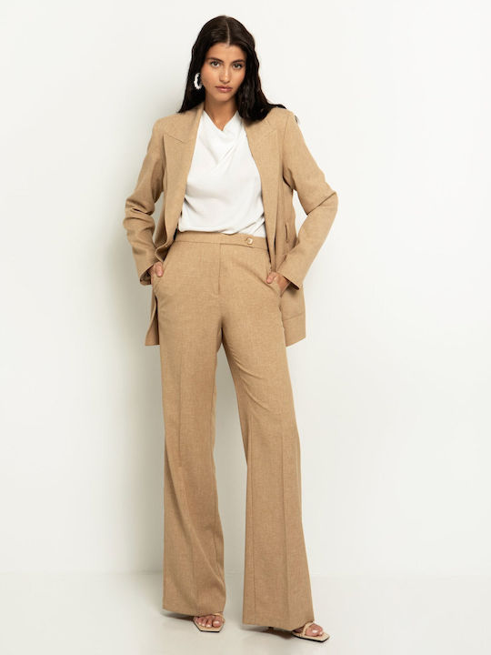 Toi&Moi Women's Linen Trousers Beige