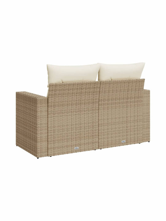 Zweisitziges Sofa Außenbereich Rattan mit Kissen 131x62x69cm