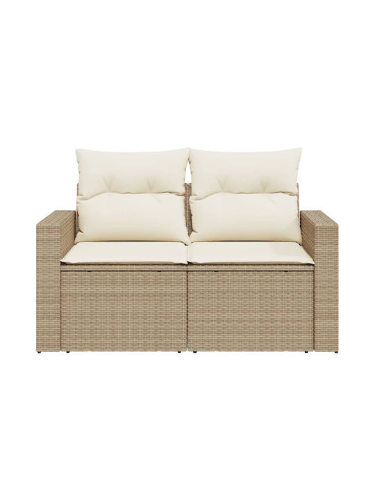 Zweisitziges Sofa Außenbereich Rattan mit Kissen 131x62x69cm
