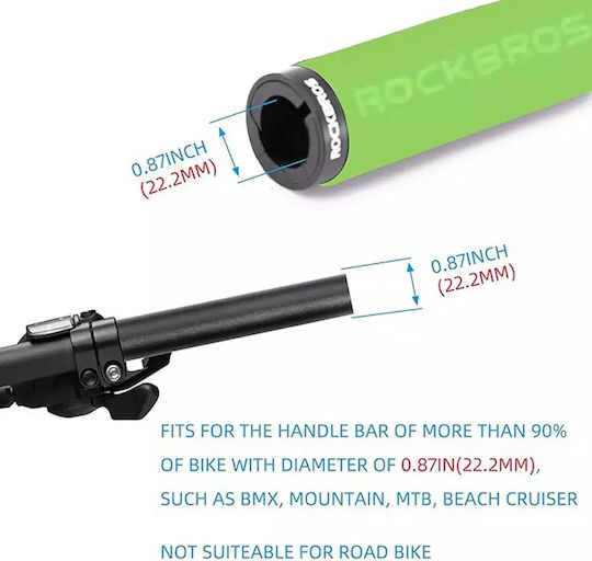 Rockbros BT1001GNBK Bicycle Handlebar Grips in Green Color