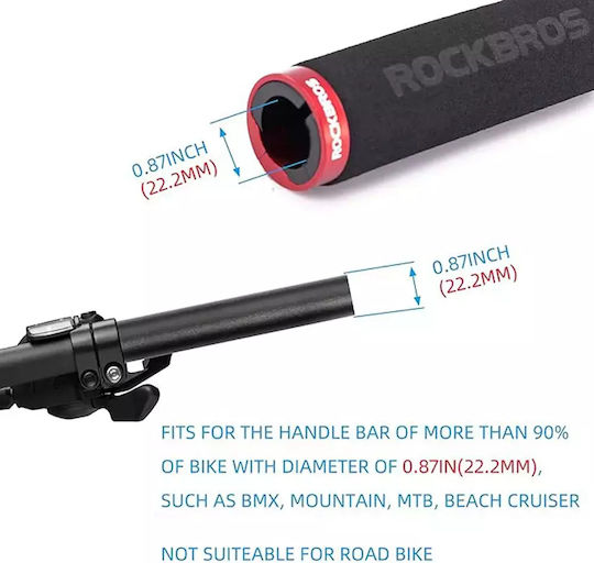 Rockbros BT1001BKRD Bicycle Handlebar Grips in Black Color