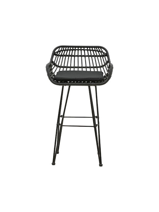 Scaun Rafturi și dulapuri pentru vin de Grădină Rattan Naoki cu pernă Negru 1buc 52x50x90cm
