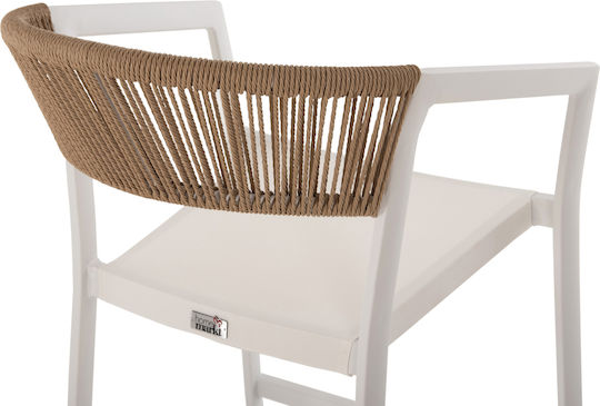 Gartenhocker Für Bar Außenseite Aus Aluminium Weiß Beige 57x61x103cm
