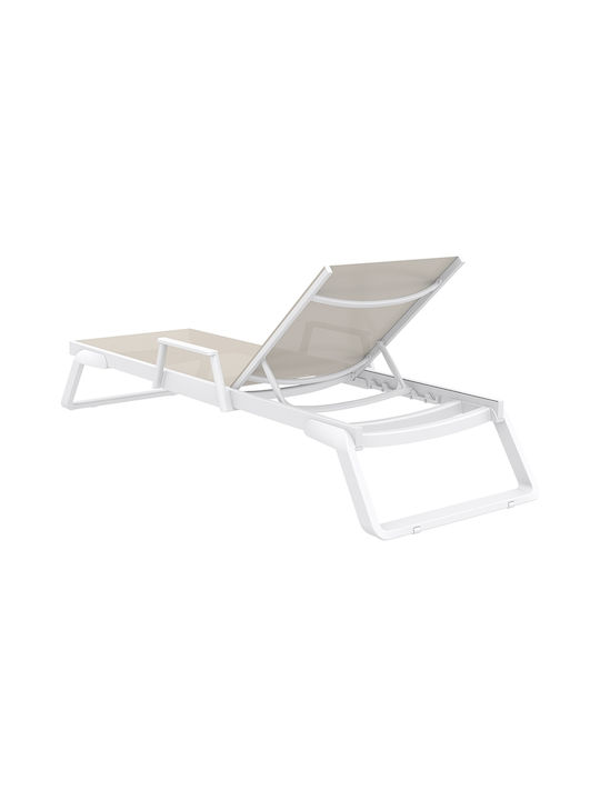 Liegestuhl Aluminium Tropic mit Rädern Weiß 210x72x31cm.