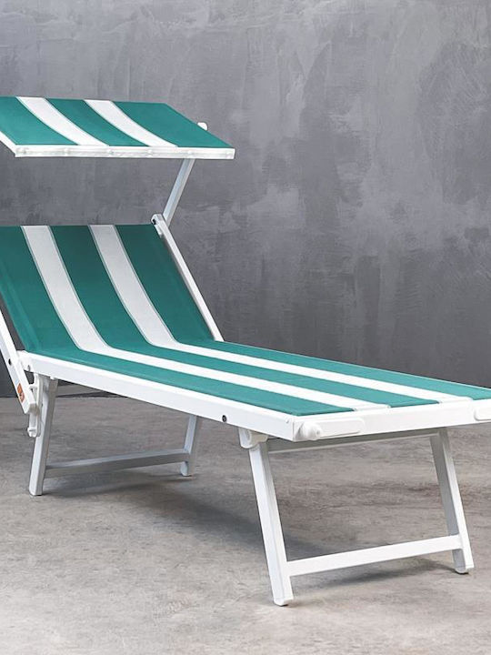 Liegestuhl Metallisch Ciao Amore mit Sonnenschirm Grün 183x61cm.