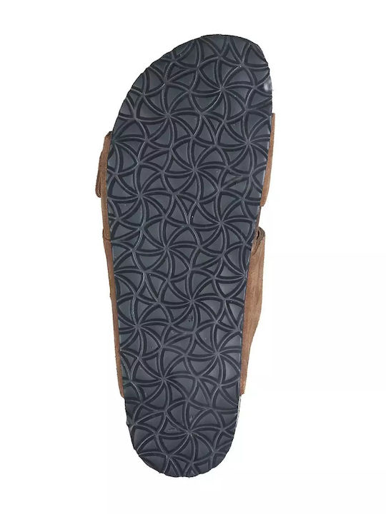 Leather Women's Flat Sandals in Brown Color