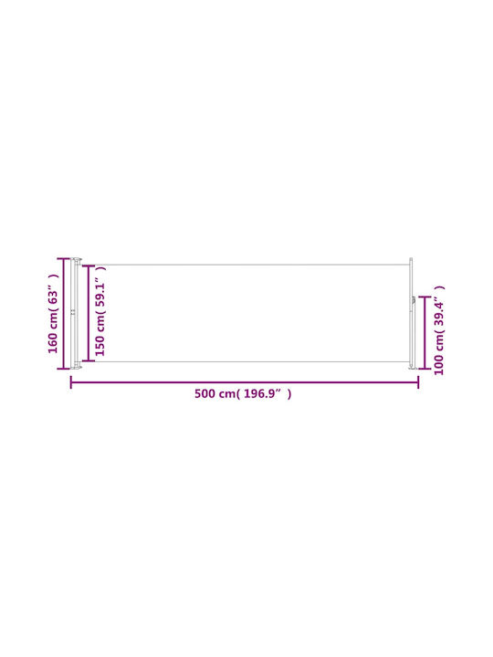 vidaXL Πλαϊνό Ρολό Σκίασης Βεράντας Κόκκινο 1.6x5m