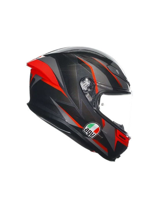 AGV K6 S Slashcut Black/Grey/Red Κράνος Μηχανής Full Face ECE 22.06 1255gr με Pinlock