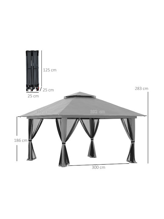 Outsunny Gazebo Grădină Gri x4m
