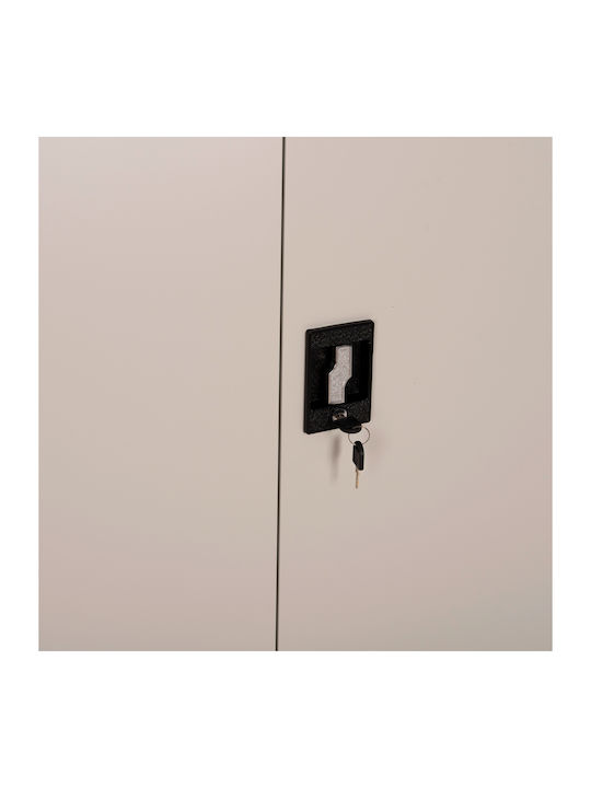 Zweiflügeliger Schrank Clod Metallisch mit Trennwand & 3 Regale Light Grey 90x40x180cm