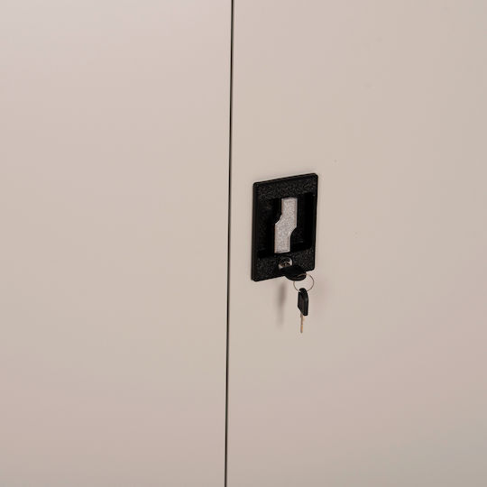 Double Door Wardrobe Clod Metallic with Divider & 3 Shelves Light Grey 90x40x180cm