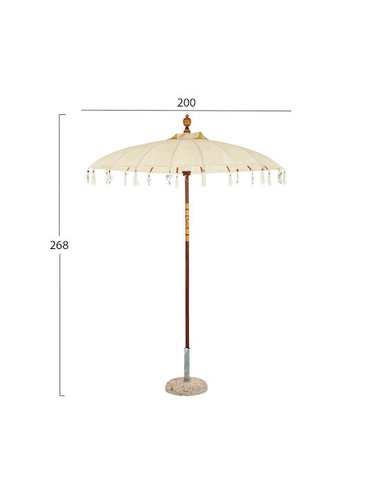 Professional Circular Wicker Umbrella Ecru F2xY2m