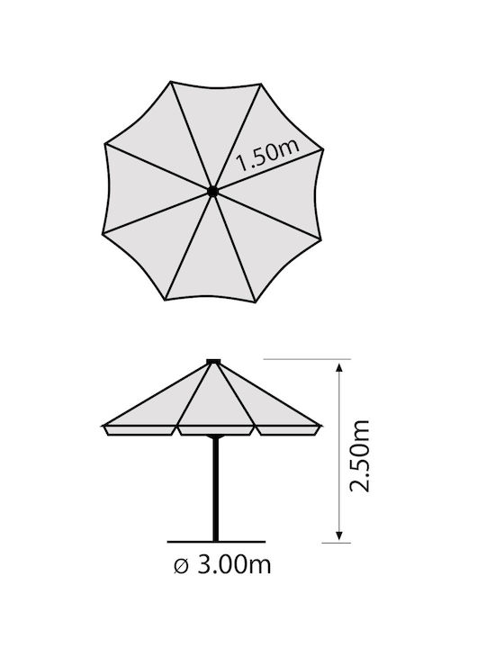 Runde Aluminium Ecru Sonnenschirm Φ3m