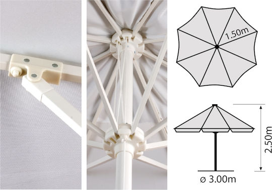 Umbrelă Profesională Rotundă Din Aluminiu Albă Φ3m