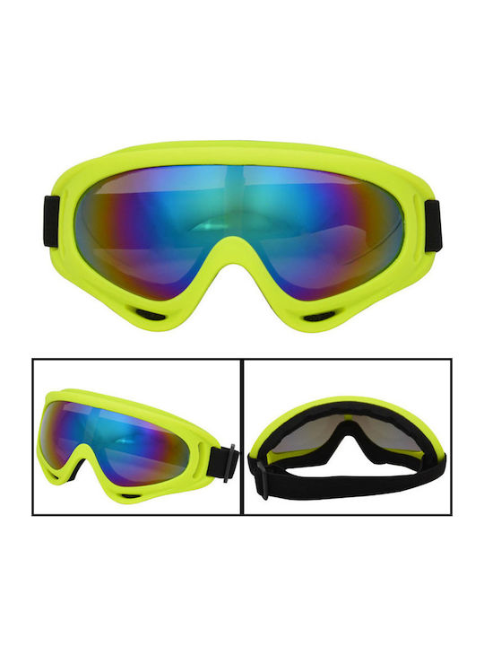 WKN-1465 Μάσκα Σκι & Snowboard Ενηλίκων Μαύρη με Φακό Καθρέπτη σε Πολύχρωμο Χρώμα