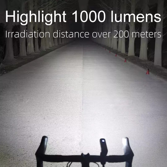 Rockbros V9M-1000 Wiederaufladbar Vorderseite Fahrradlicht