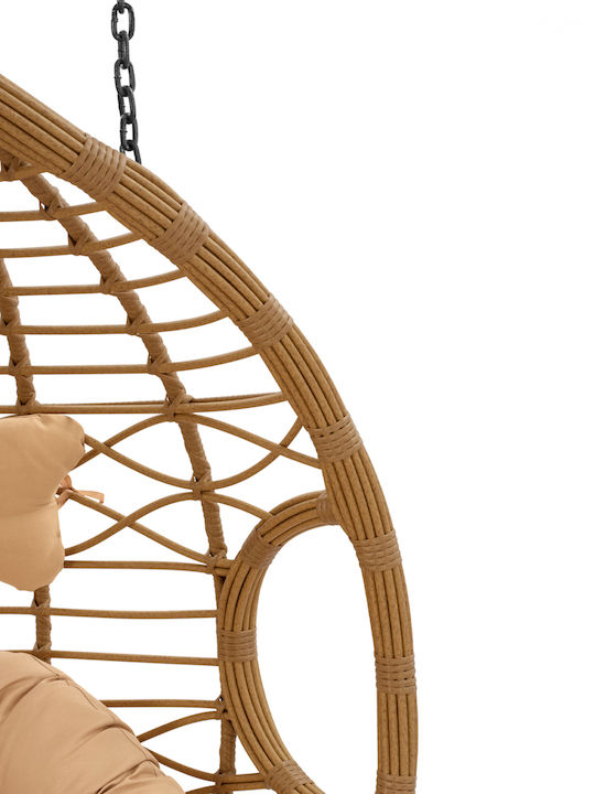 Κούνια Φωλιά με Βάση και Μαξιλάρι Rattan Γκρι - Μπεζ Αντοχής έως 230kg 120x120x200cm