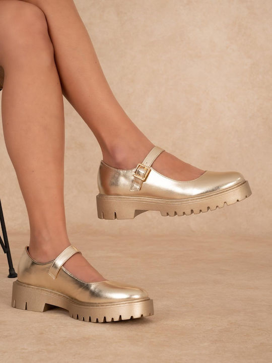 Synthetic Leather Ballerinas Gold