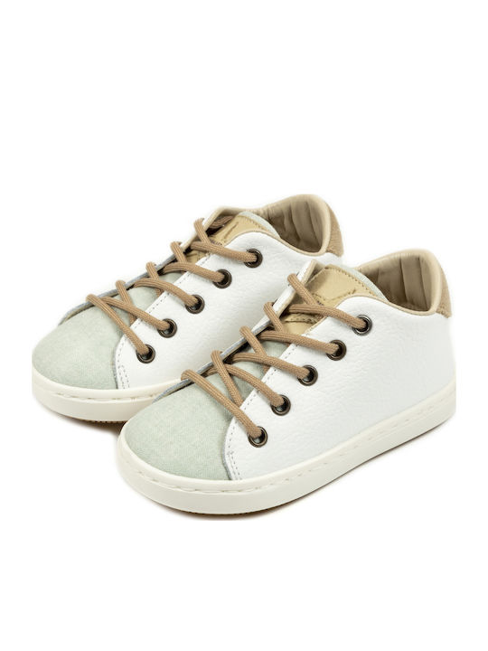 Babywalker Babywalker Christening Shoes for Boys Leather Sneakers White-Mint-Beige