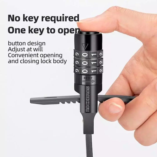 Rockbros Bicycle Cable Lock with Combination Black