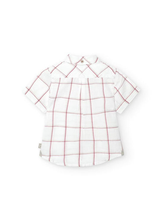 Boboli Kids Checked Linen Shirt Ecru