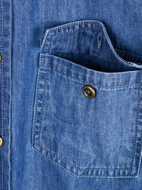 Kinder Hemd Langarm Denim Rot