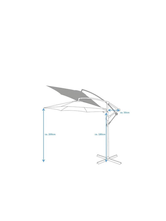 Hanging Circular Aluminum Garden Parasol White Diameter 3m