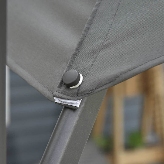 Hanging Circular Aluminum Garden Umbrella Grey Diameter 2.95m x Height 2.5m