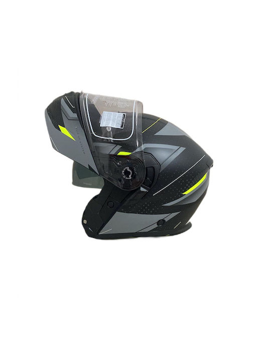 Faseed 917 Flip-Up Helmet with Sun Visor Grey Mat / Yellow