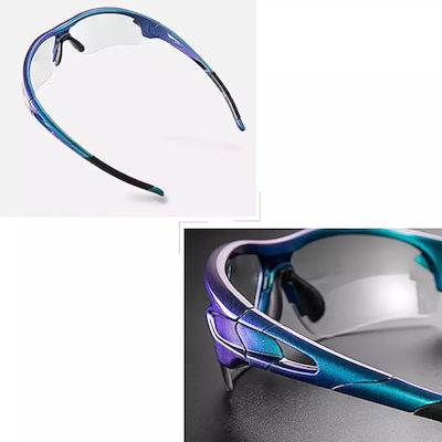 Rockbros Cycling Glasses with Blue Frame & Photochromic Lenses