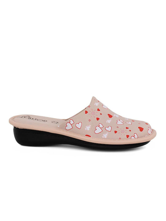 Castor Anatomic Anatomical Leather Women's Slippers in Pink color