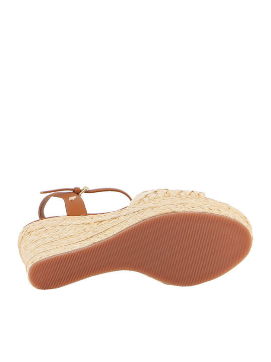 Women's Leather Platform Shoes Beige