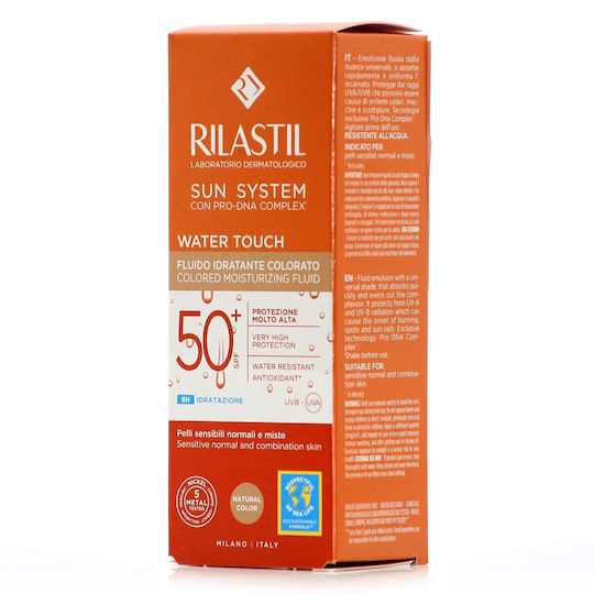 Rilastil Sun System Water Touch Αδιάβροχη Αντηλιακή Κρέμα Προσώπου SPF50 με Χρώμα 50ml