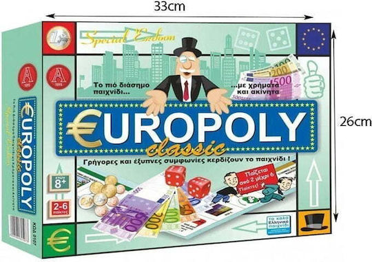 Board Game Europoly Classic Special Edition for 2-6 Players 8+ Years Old Argy Toys
